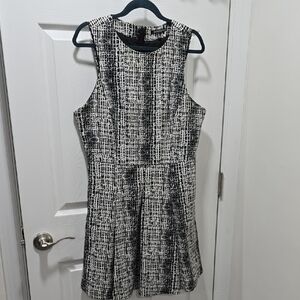 Chic Black and White Tweed Mini Dress